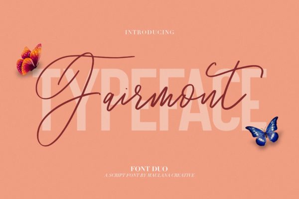 英文签名创意字体精选&无衬线版式设计创意字体精选二重奏组合 Fairmont – Script Sans Font