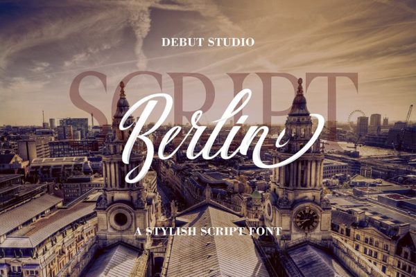 笔刷手写英文创意字体精选设计&版式设计衬线创意字体精选 Berlin Script + Great Serif