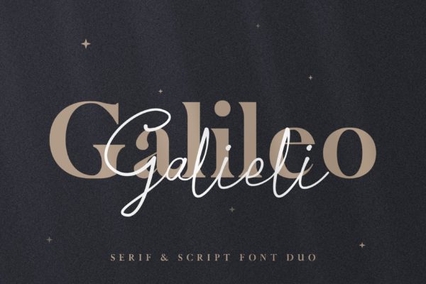 无衬线英文创意字体精选&钢笔书法英文创意字体精选下载 Galileo Galilei – Serif & Script Duo