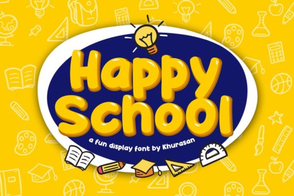 校园相关设计适用的可爱无衬线英文创意字体精选下载 Happy School Font