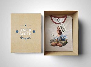 [免费]带盒子的精品T恤展示模型样机(Mockup)PSD下载