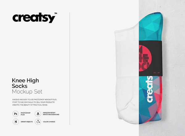 有逼格的长筒袜样机展示模型样机 Knee High Socks Mockup Set