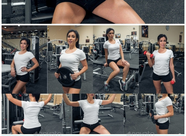 健身房女孩女款运动T恤衣服背心样机展示模型样机mockups