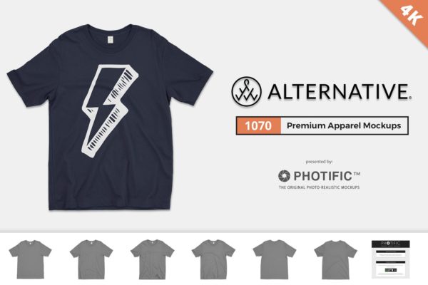 经典圆领T恤样机设计模板素材 Alternative 1070 T-Shirt Mockups