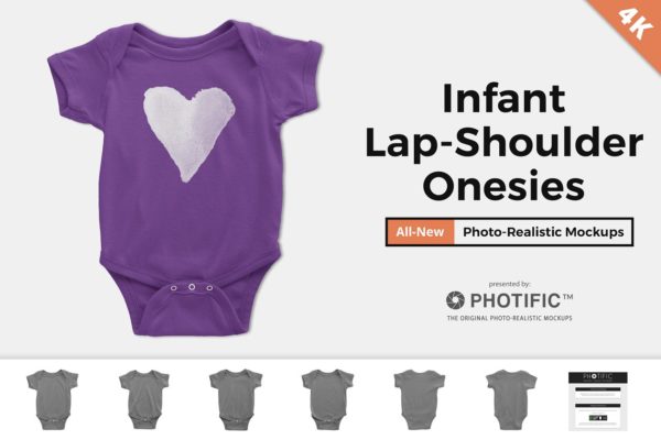 婴儿连体睡衣样机 Infant Lap Shoulder Onesie Mockups