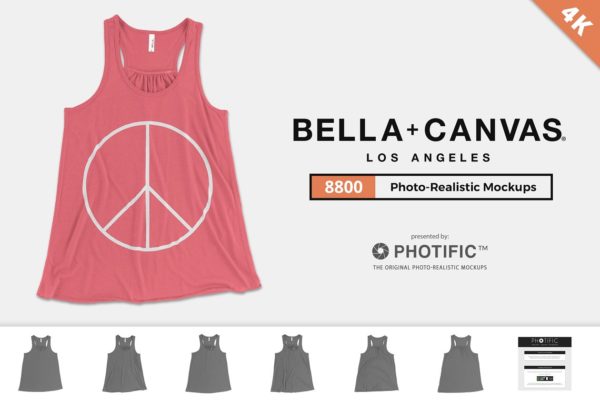 女童背心样机设计模板素材 Bella Canvas 8800 Tank Mockups