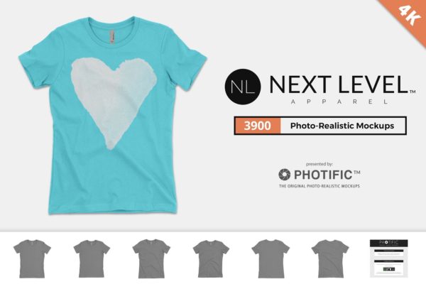 女性T恤样机设计模板素材 Next Level 3900 "The Boyfriend Tee"