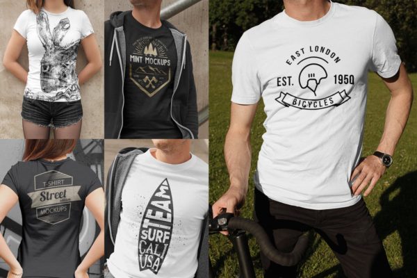 街景拍摄T恤样机设计模板素材 T-Shirt Mockups Street Edition