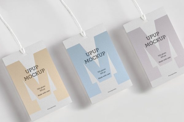 服装吊牌标签样机设计模板素材 Clothes label tag blank white mockup
