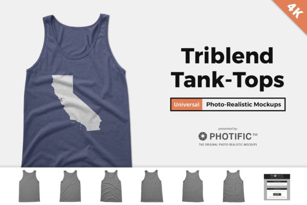 男士运动背心样机设计模板素材 Tri-Blend Tank-Top Unisex Mockups