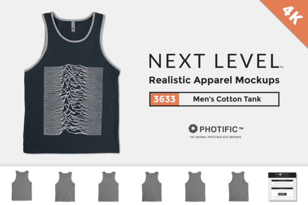 男士背心样机设计模板素材 Next Level 3633 Men’s Jersey Tank