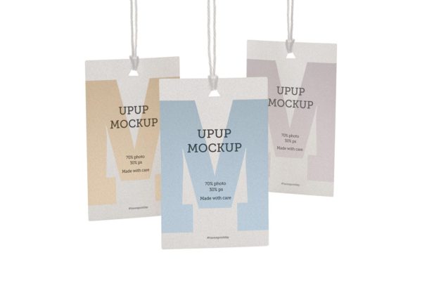 服装挂牌吊牌标签样机设计模板素材 Clothes label tag blank white mockup