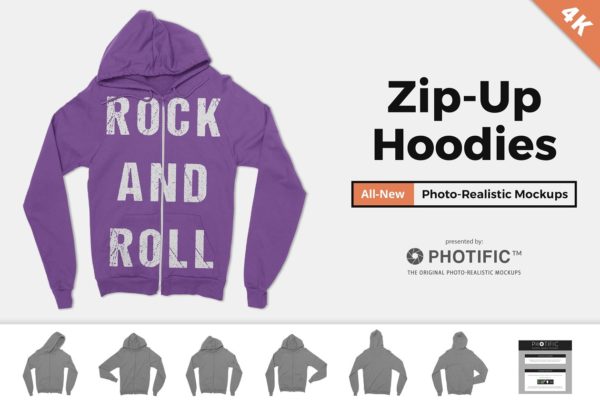 连帽拉链卫衣样机设计模板素材 Zip-Up Hoodie Sweatshirt Mockups