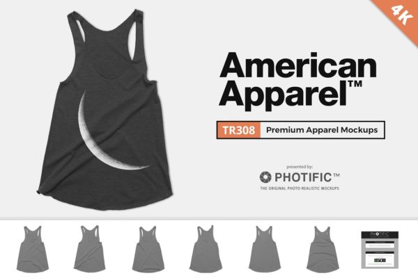 女士背心样机设计模板素材 American Apparel TR308 Tank Mockups