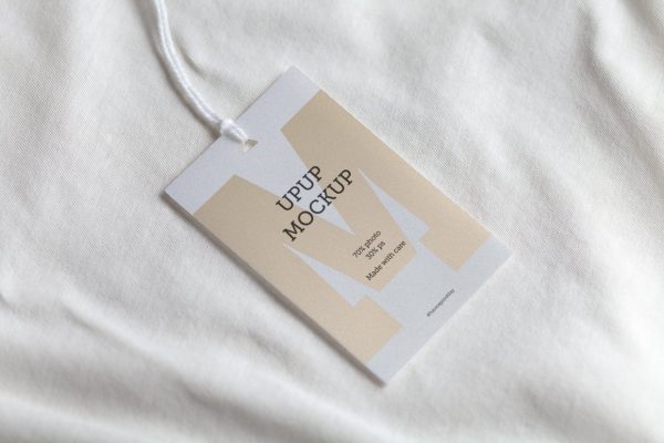 服装吊牌标签白色样机设计模板素材 Clothes label tag blank white mockup