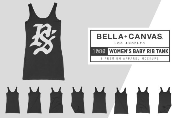 女士吊带背心服装样机设计素材 Bella Canvas 1080 Women’s Rib Tank