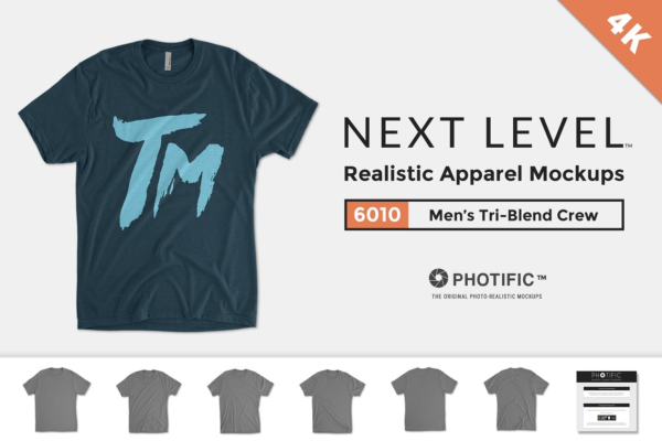 混纺男士T恤服装样机设计素材 Next Level 6010 Men’s Tri-Blend Crew