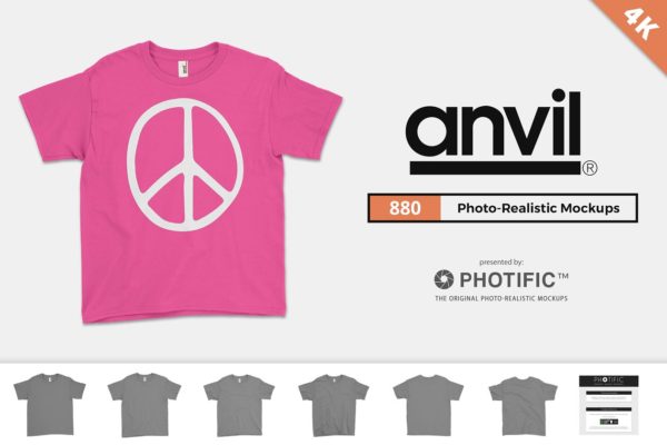 女士T恤服装样机设计素材 Anvil 880 Women’s T-Shirt Mockups
