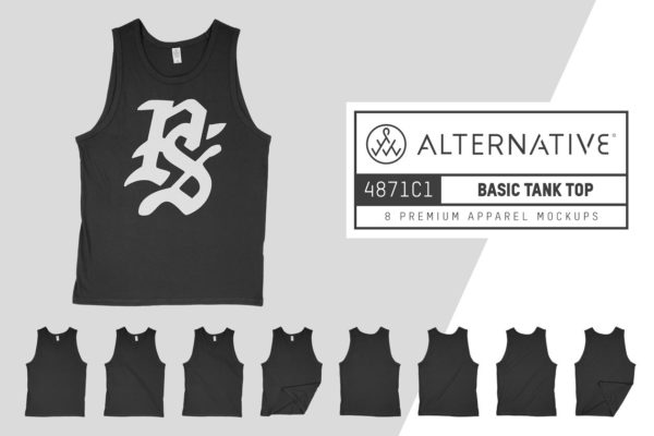 运动背心服装样机设计素材 Alternative 4871C1 Tank Top Mockups