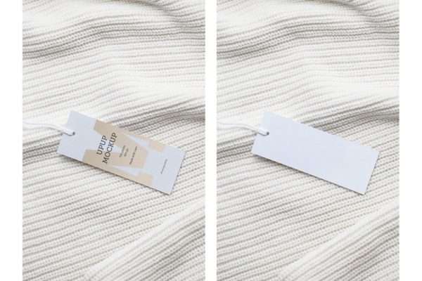 服装吊牌标签样机设计模板素材 Clothes label tag blank white mockup
