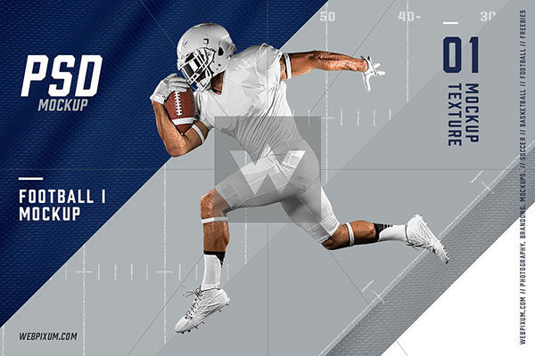 高品质的橄榄球装备展示样机 Football I Mockup Template [psd]