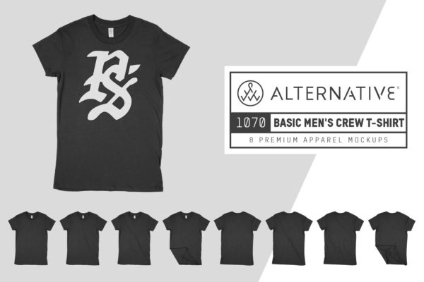 男士夏季T恤服装样机设计素材 Alternative 1070 Men’s T-Shirt Mocks