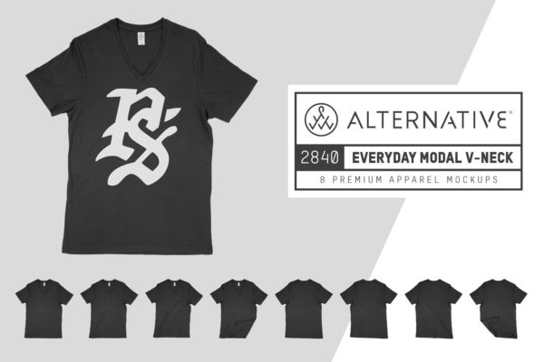 女士V领T恤服装样机设计素材 Alternative 2840 Ladies Modal V-Neck