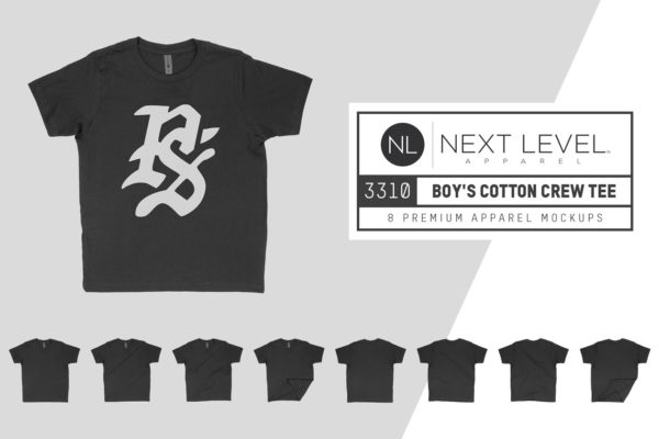男士棉质短袖T恤服装样机设计素材 Next Level 3310 Boy’s Cotton T-Shirt