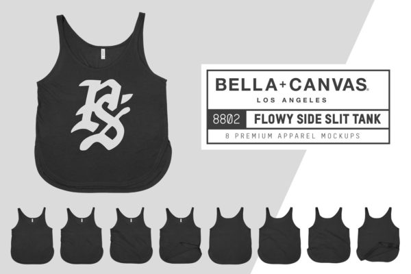 男士运动吊带背心服装样机设计素材 Bella Canvas 8802 Side Slit Tank