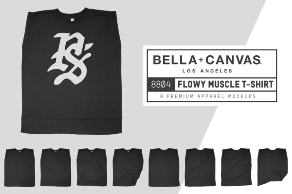 肌肉男T恤服装样机设计素材 Bella Canvas 8804 Flowy Muscle Tee