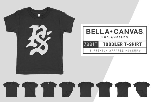 儿童休闲运动款T恤服装样机设计素材 Bella Canvas 3001T Toddler T-Shirt