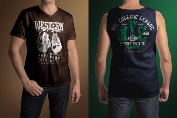 男模特夏季印花T恤服装样机设计素材 T-Shirt Mockup Male Model