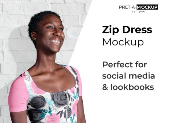 拉链紧身连衣裙服装样机设计素材