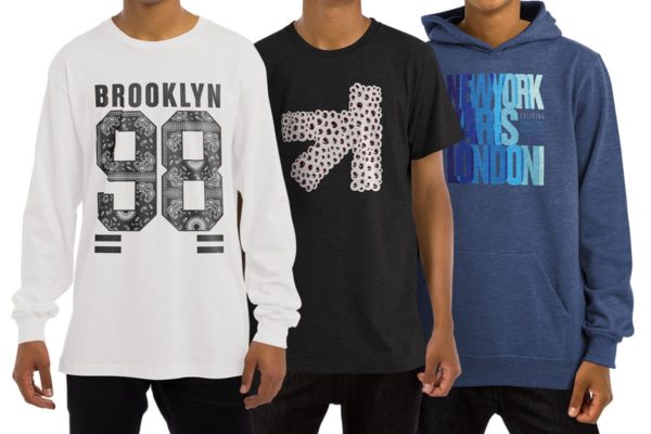 时尚印花T恤/长袖/运动连帽衫服装样机设计素材 T-Shirt Longsleeve Sweatshirt Hoodie Mockup