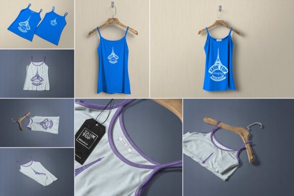 时尚女装印花背心服装样机设计素材 Women’s Tank Top Mockups