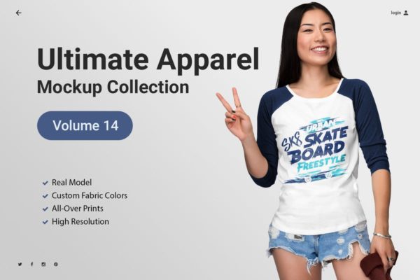 逼真时尚T恤服装样机设计素材Vol.14 Ultimate Apparel Mockup Vol. 14