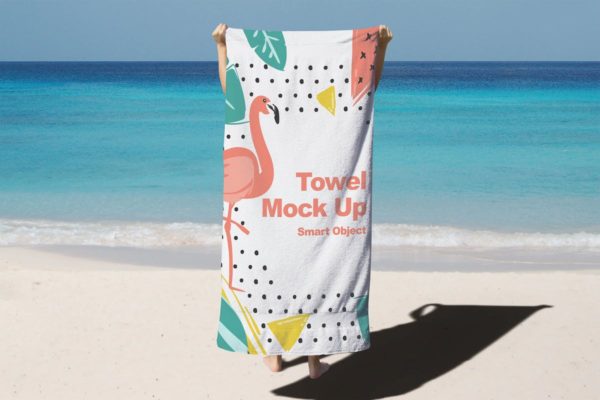 沙滩巾印花图案设计样机设计模板素材 Beach Towel Mock Up