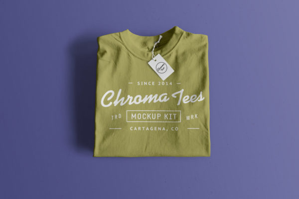 折叠T恤胸前印花图案设计样机设计模板素材01 Folded T-Shirt Mockup 01