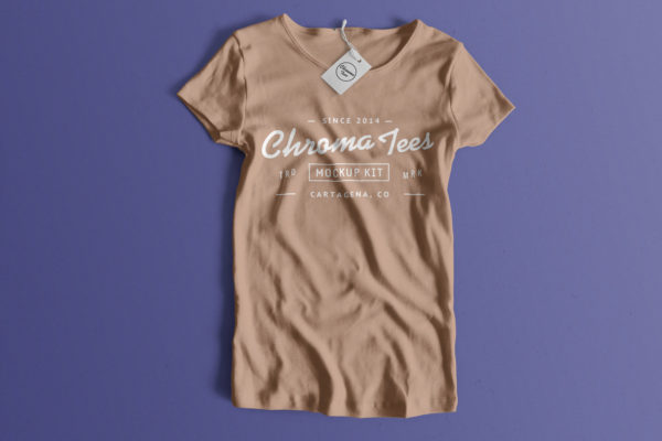 女士T恤服装设计平铺前视图样机设计模板素材01 Woman Front T-Shirt Mockup 01