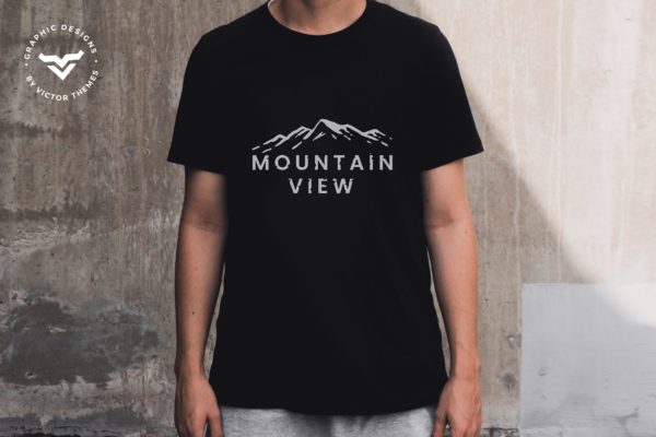 男士经典款T恤服装设计上身效果图样机 T-Shirt Mockups