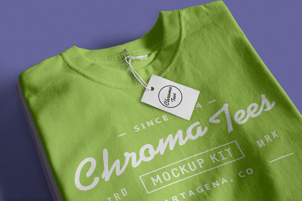 折叠T恤服装印花图案设计样机设计模板素材 Stack of Folded T-Shirts Mockup 03