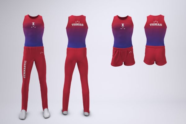体操制服队服设计展示样机设计模板素材 Gymnastics Uniform Mock-Up
