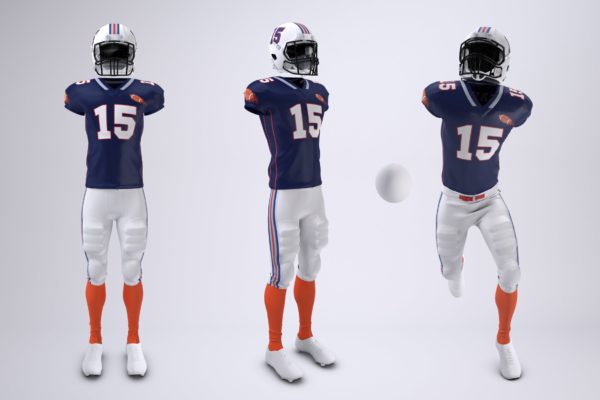 美式足球球服队服设计效果图样机设计模板素材 American Football Uniform Mock-Up