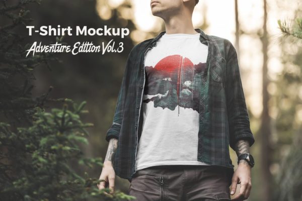户外运动服装品牌T恤设计展示图样机v3 T-Shirt Mockup Adventure  Edition Vol. 3