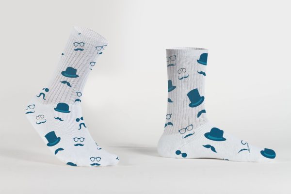 中性袜子印花设计效果图样机设计模板素材 Unisex Presentation Socks Mockup