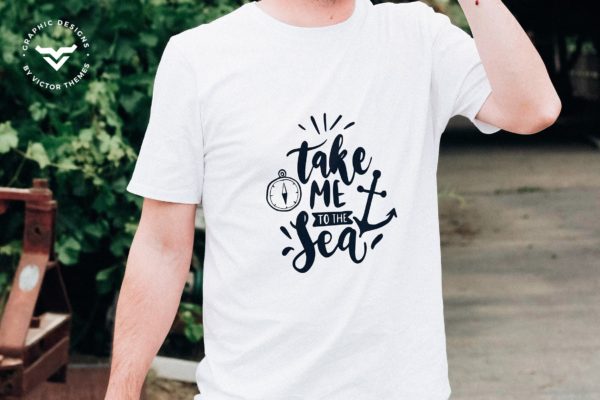 男士T恤胸前印花设计上身效果图样机设计模板素材 T-Shirt Mockups