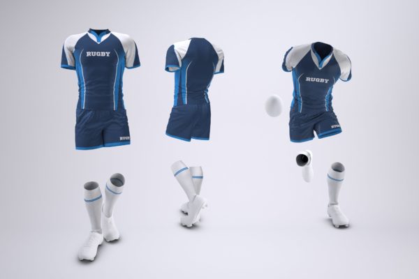 橄榄球队球衣球服外观设计效果图样机设计模板素材 Rugby Team Uniform Mock-Up