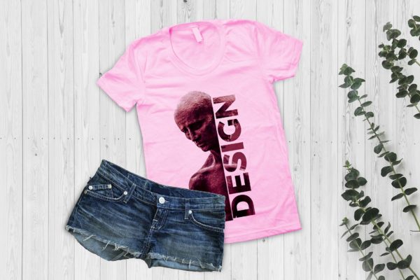 T恤胸前印花设计平铺效果图样机设计模板素材 T Shirt Mockup