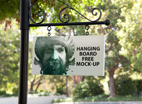 悬挂广告牌模版 Hanging Board Mockup