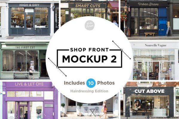 欧美店铺店招样机设计模板素材 Shop facade mockups 2 for photoshop